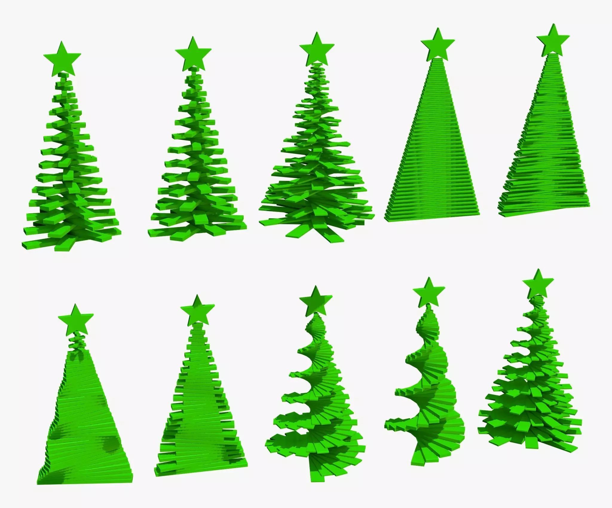 Geometric Christmas Trees Set M1 3D model_1