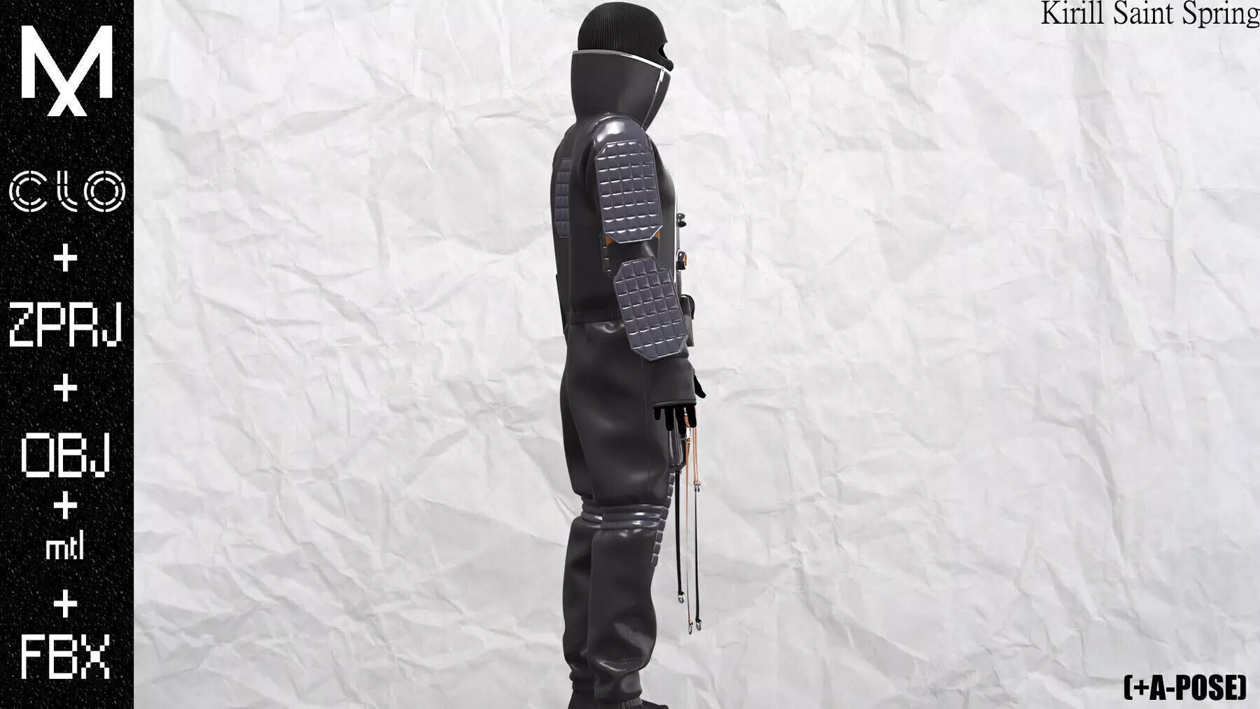 Sci fi Outfit Male Marvelous designer Clo3d OBJ mtl FBX ZPRJ 3D model_3