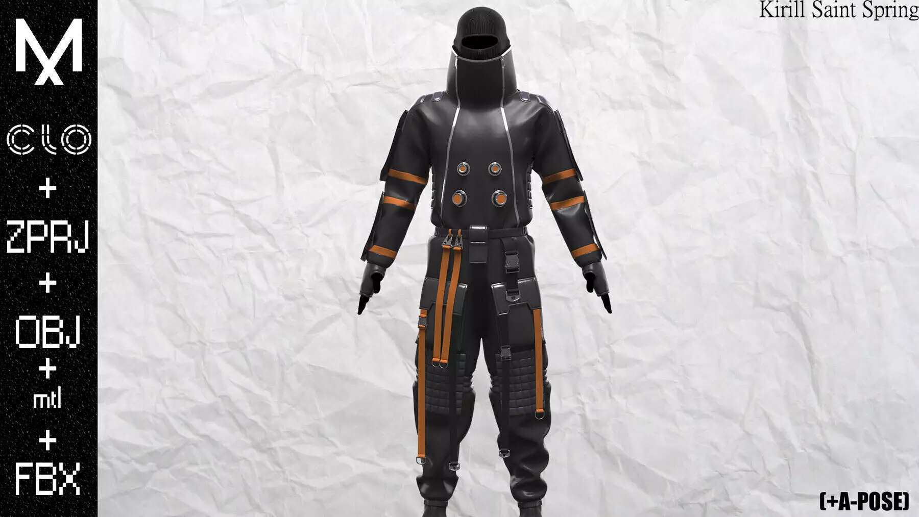 Sci fi Outfit Male Marvelous designer Clo3d OBJ mtl FBX ZPRJ 3D model_6