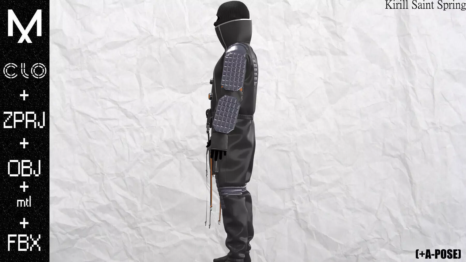 Sci fi Outfit Male Marvelous designer Clo3d OBJ mtl FBX ZPRJ 3D model_2