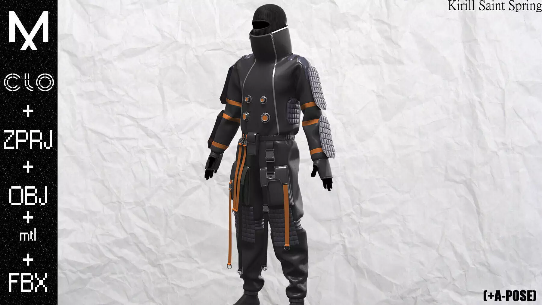 Sci fi Outfit Male Marvelous designer Clo3d OBJ mtl FBX ZPRJ 3D model_1