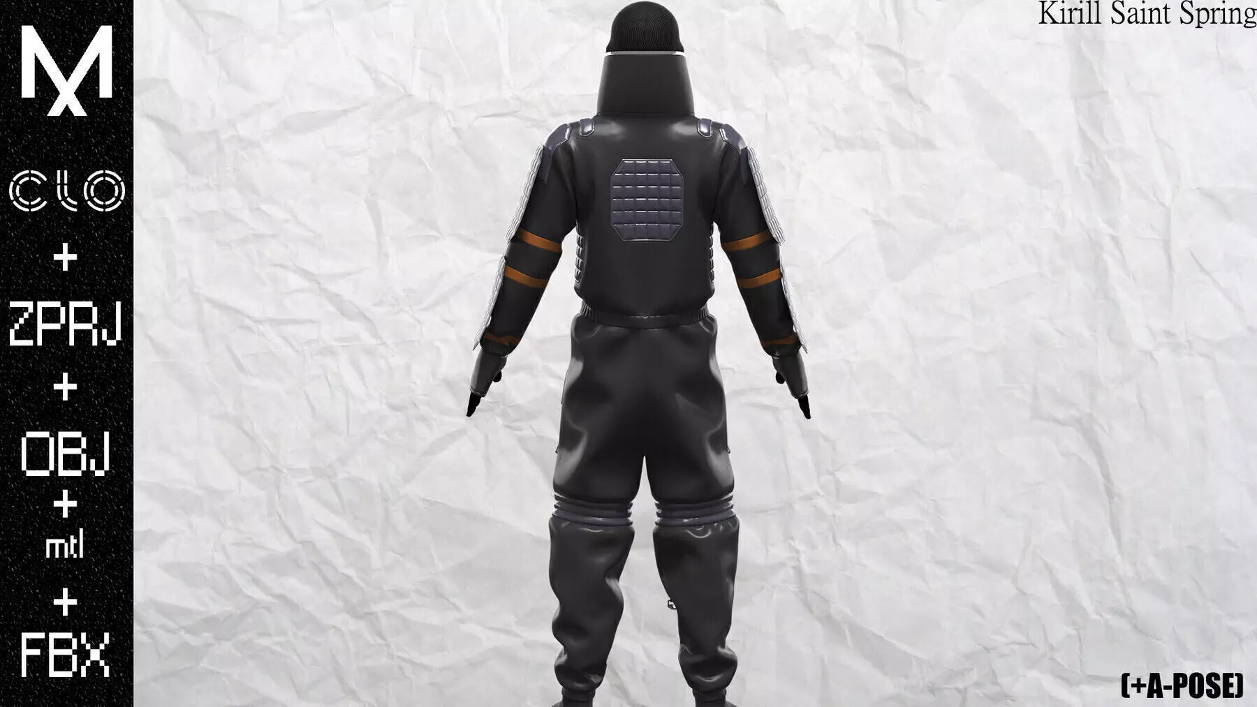 Sci fi Outfit Male Marvelous designer Clo3d OBJ mtl FBX ZPRJ 3D model_4