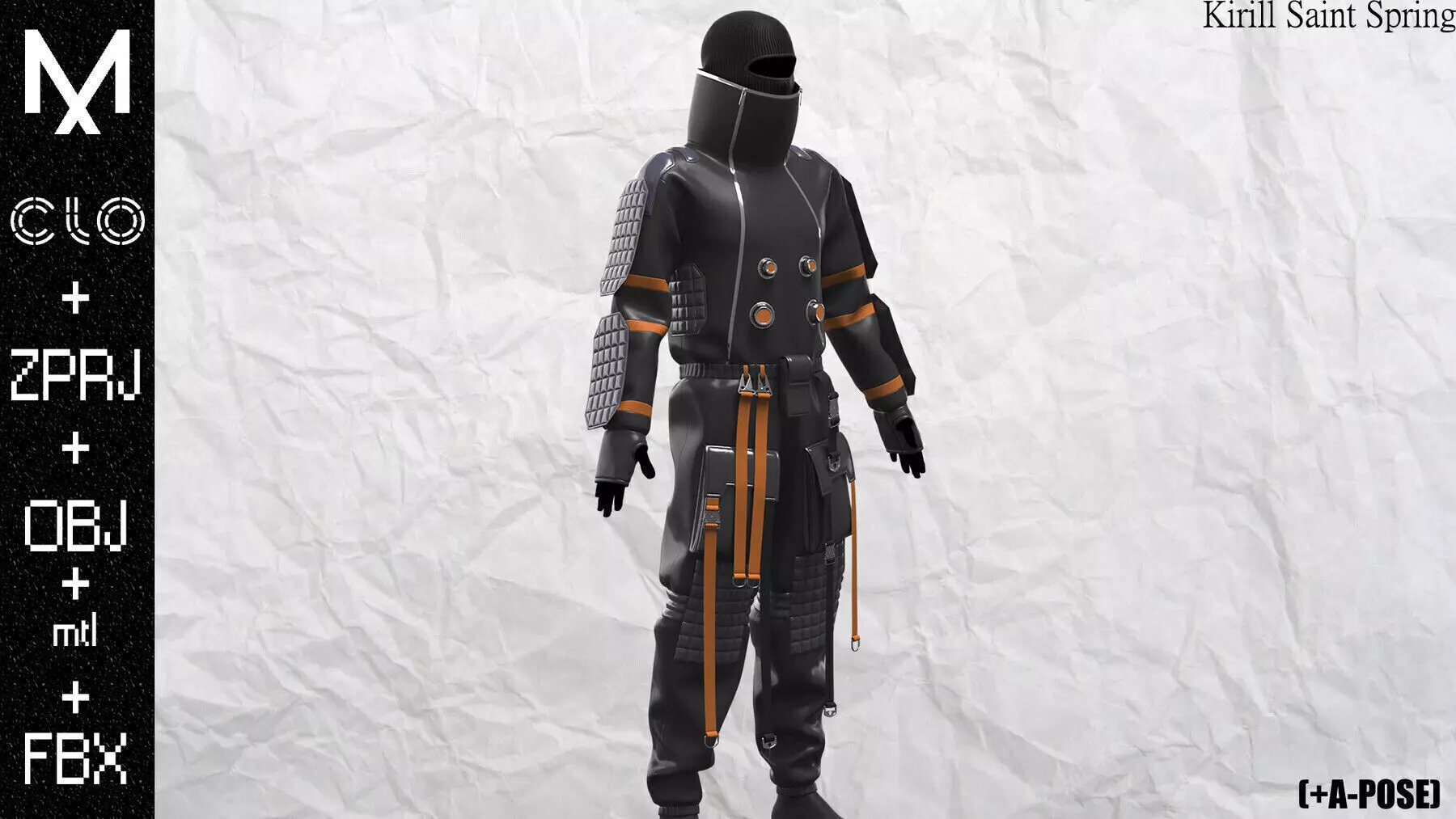 Sci fi Outfit Male Marvelous designer Clo3d OBJ mtl FBX ZPRJ 3D model_7