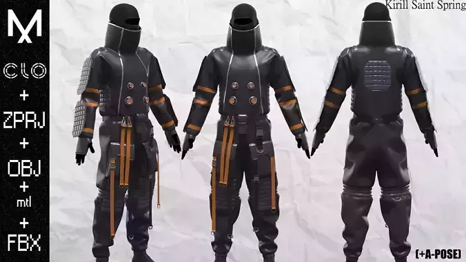 Sci fi Outfit Male Marvelous designer Clo3d OBJ mtl FBX ZPRJ