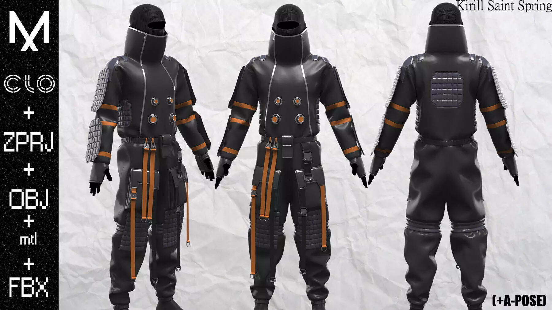 Sci fi Outfit Male Marvelous designer Clo3d OBJ mtl FBX ZPRJ 3D model_0