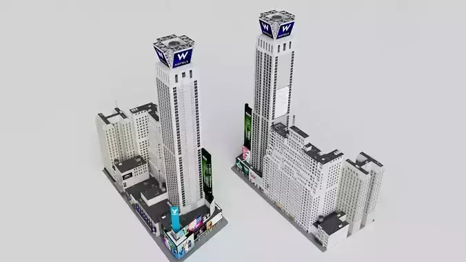 Realistic NYC Times Square 11 Buildings Collection Pack 3D model 7