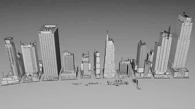 Realistic NYC Times Square 11 Buildings Collection Pack 3D model 2