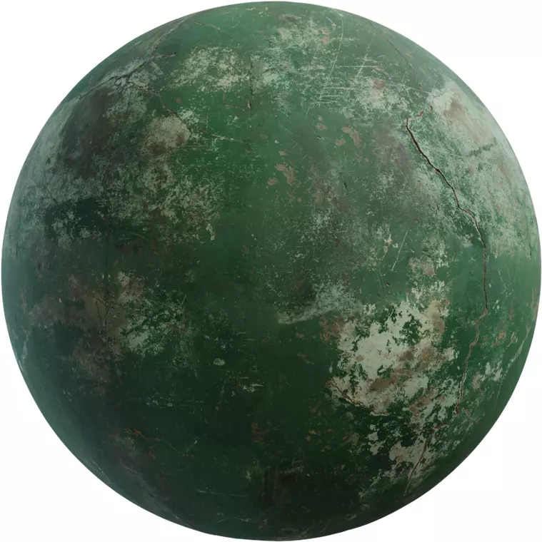 PBR Distressed Green Painted Concrete Texture_0