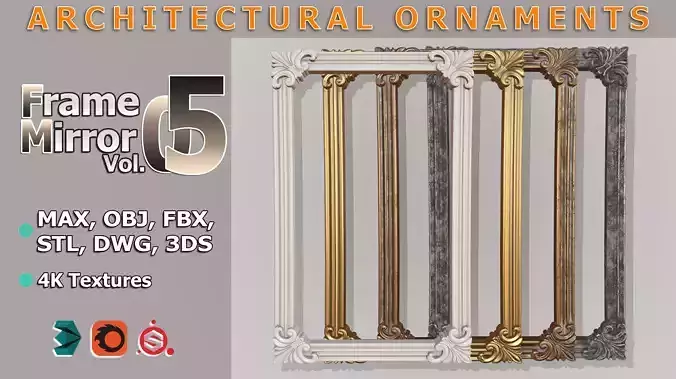 Frame Mirror Ornamental French Classic Vol 05