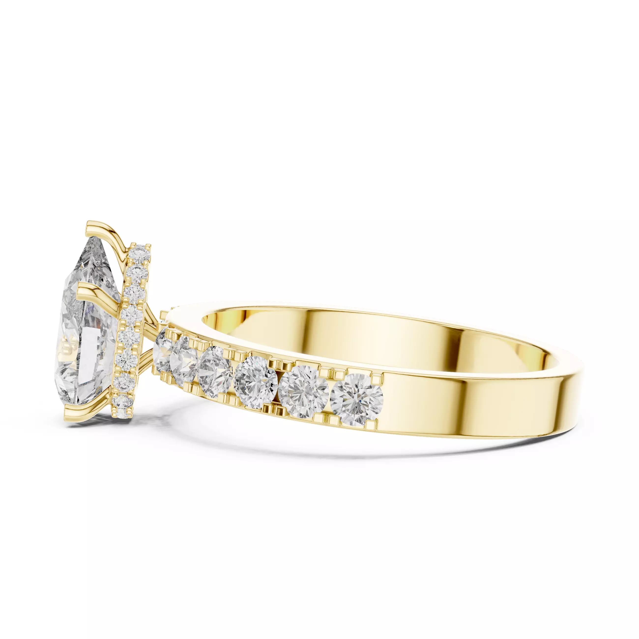 Pear Diamond Solitaire Ring 3D print model_12