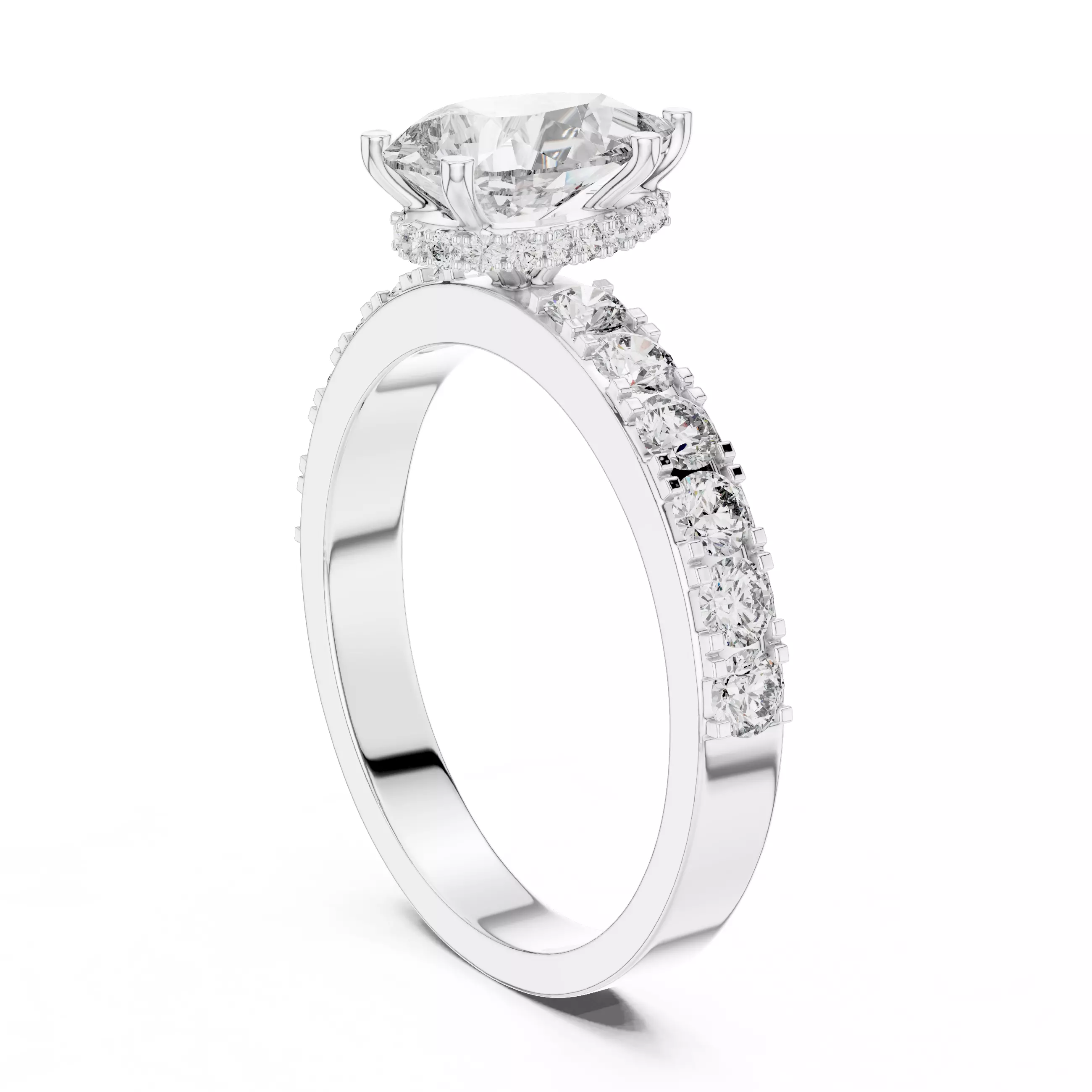 Pear Diamond Solitaire Ring 3D print model_3