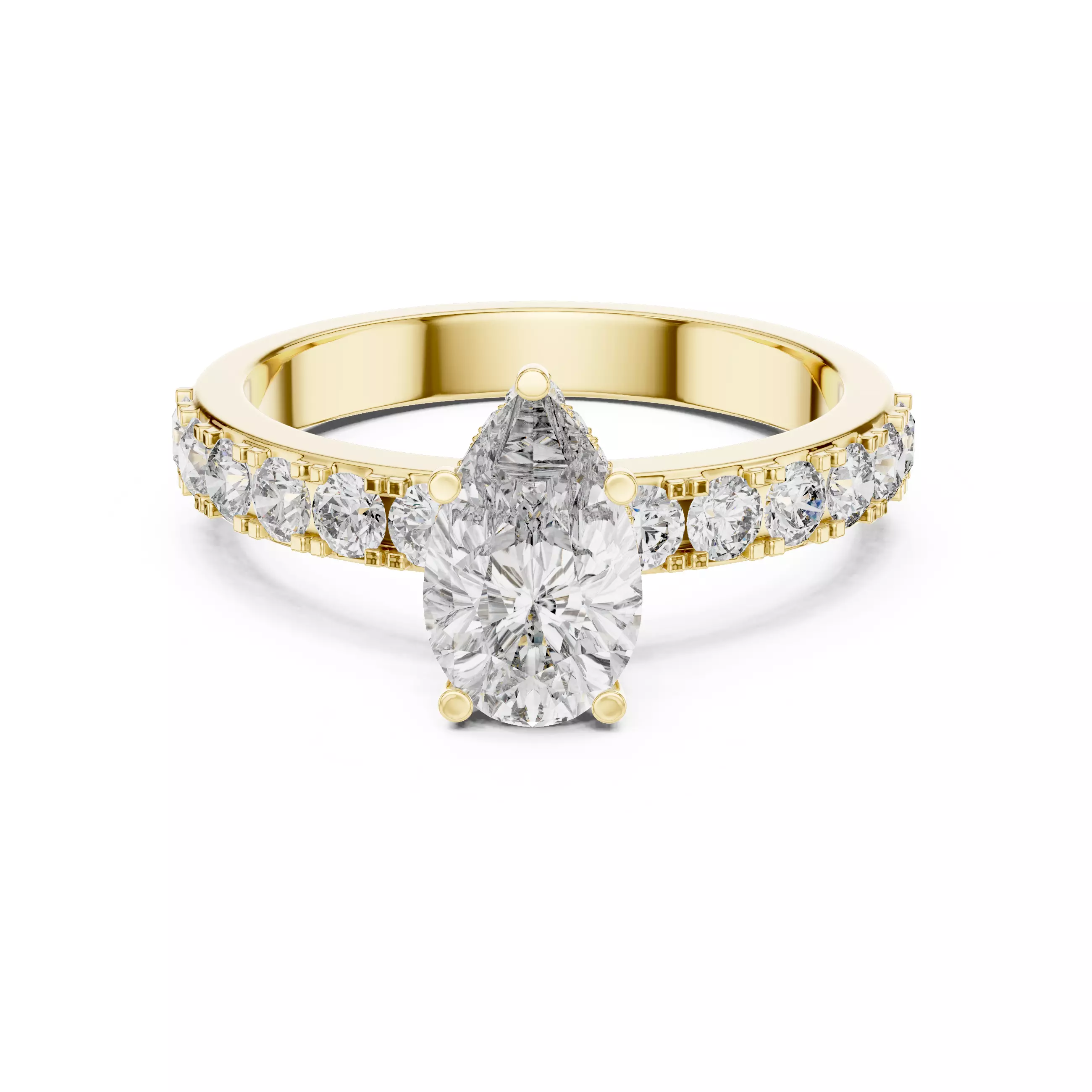 Pear Diamond Solitaire Ring 3D print model_13