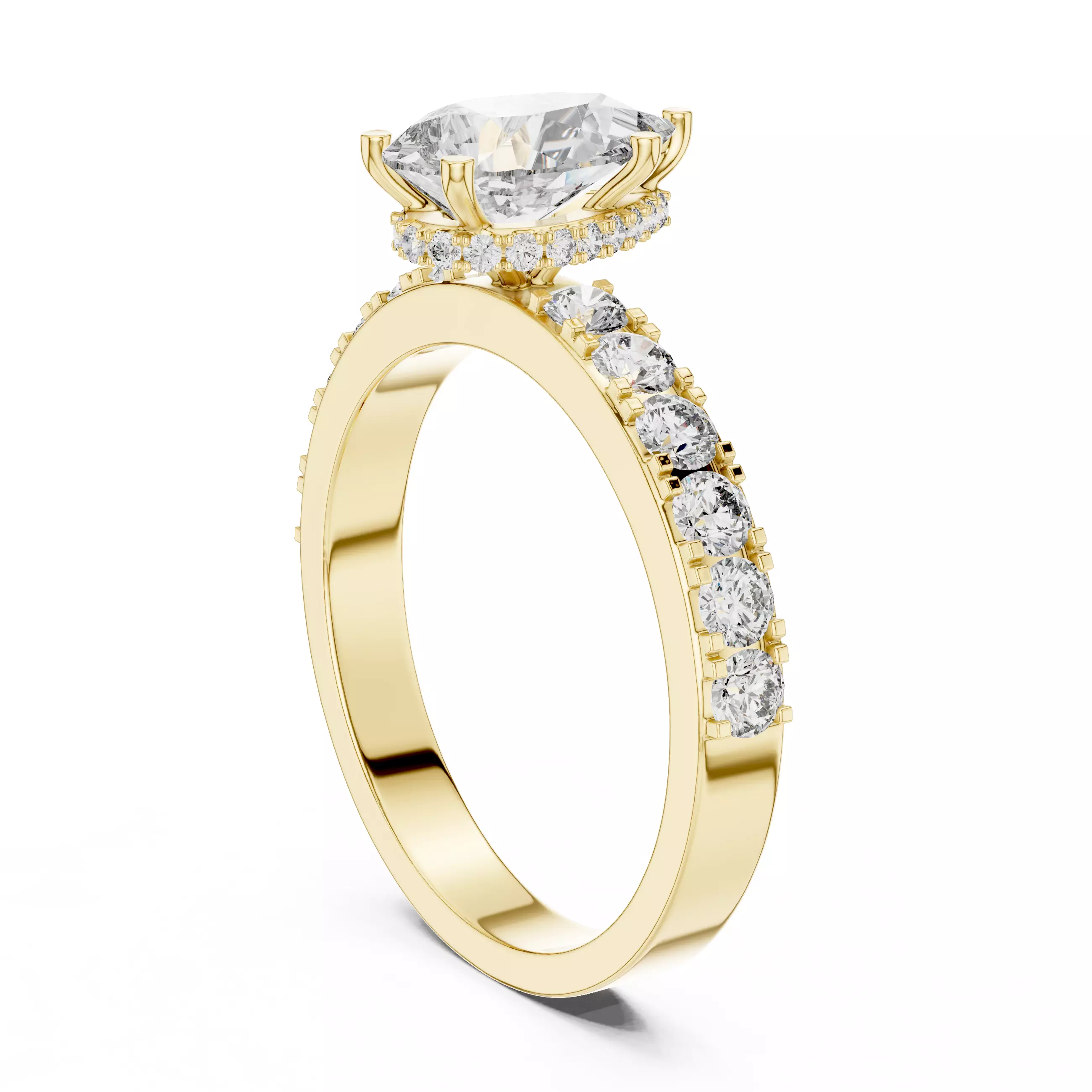 Pear Diamond Solitaire Ring 3D print model_5