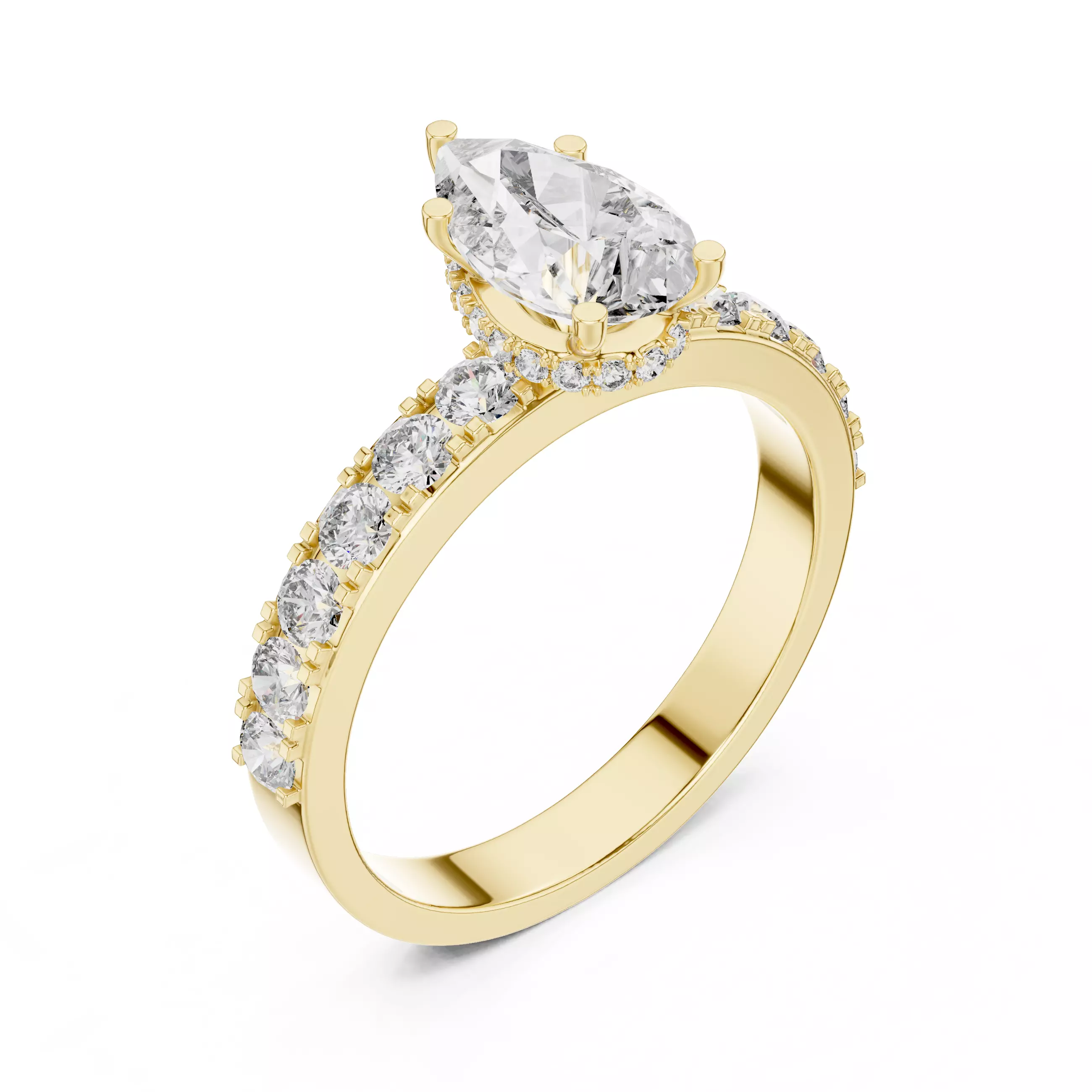 Pear Diamond Solitaire Ring 3D print model_6