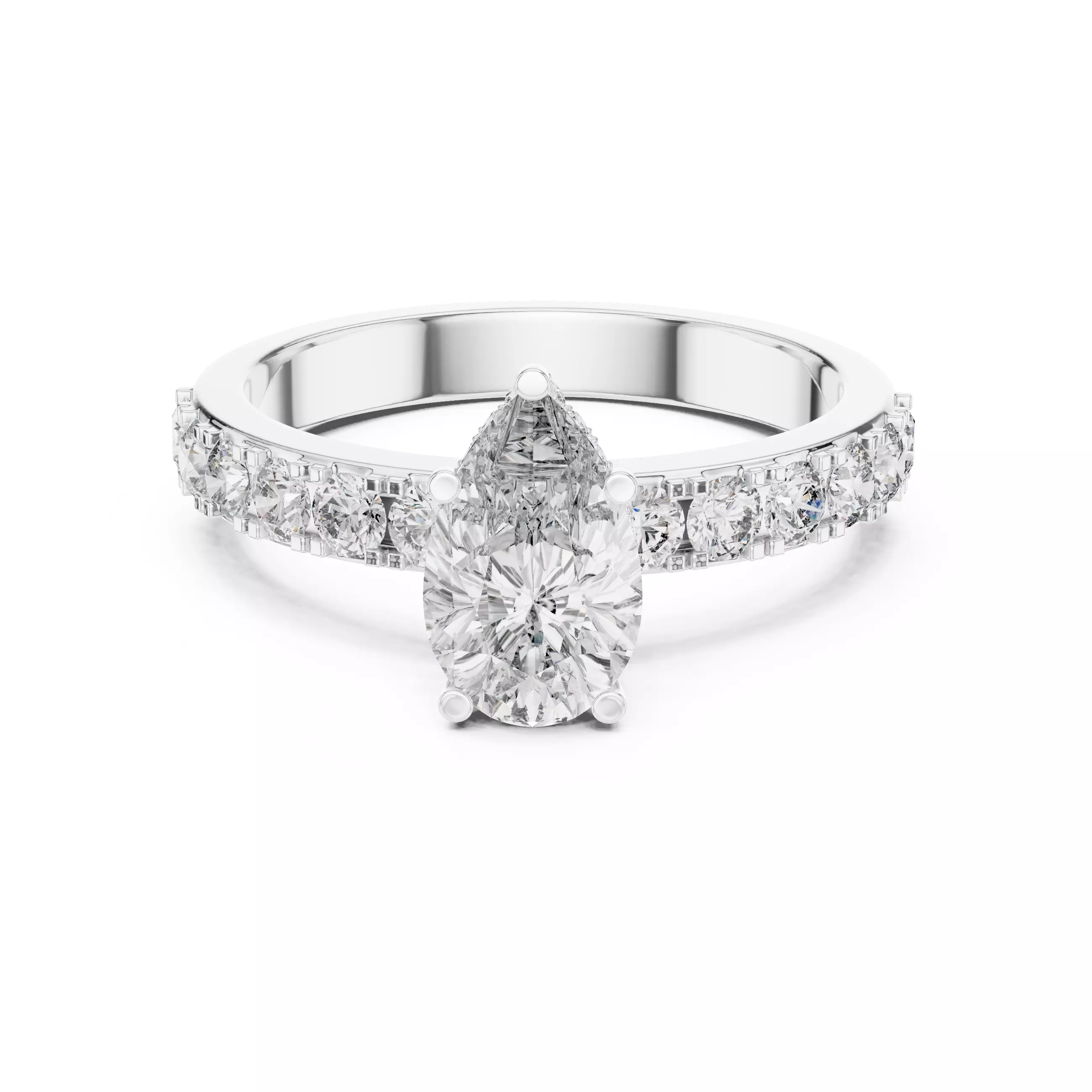 Pear Diamond Solitaire Ring 3D print model_11