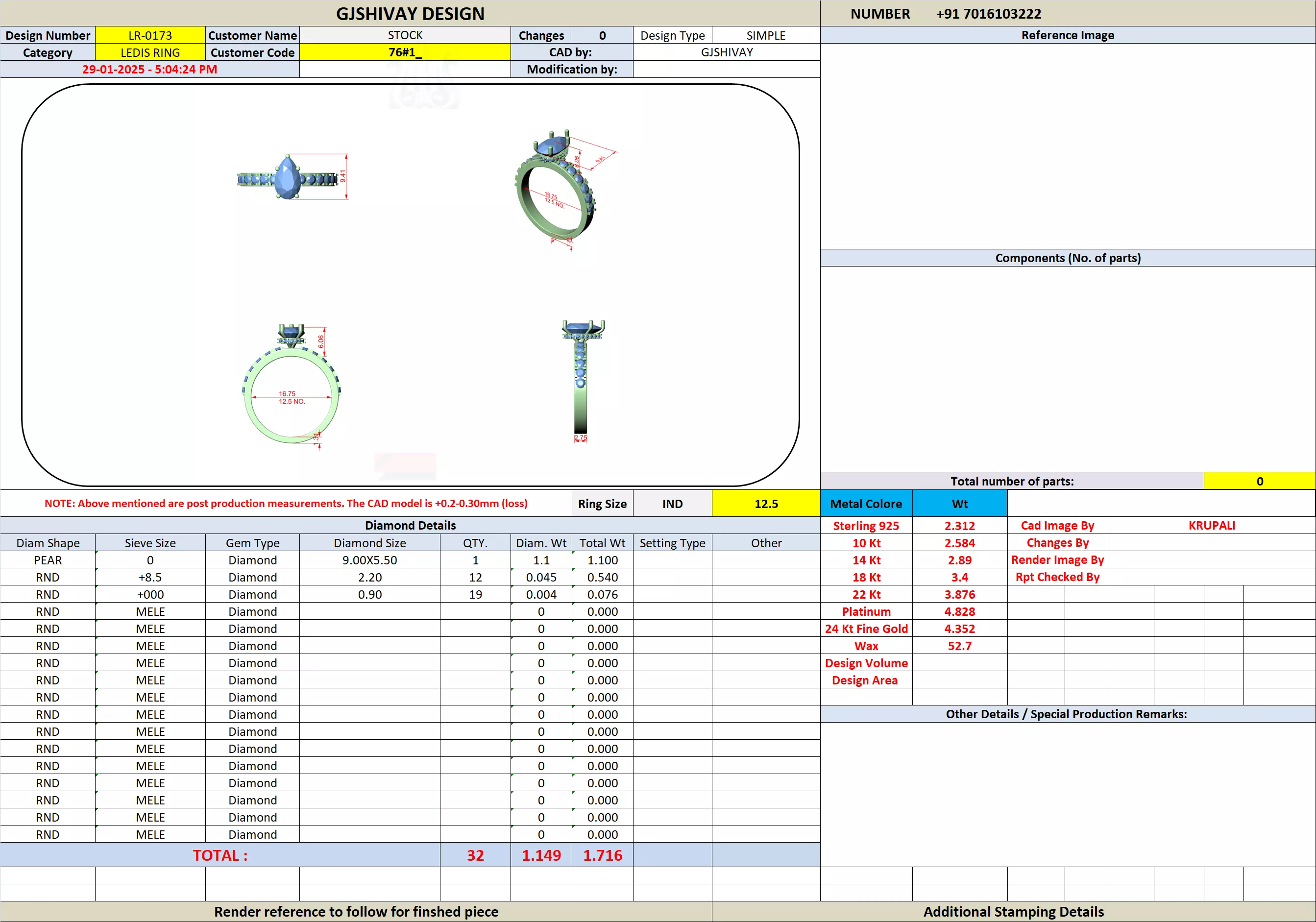 Pear Diamond Solitaire Ring 3D print model_8