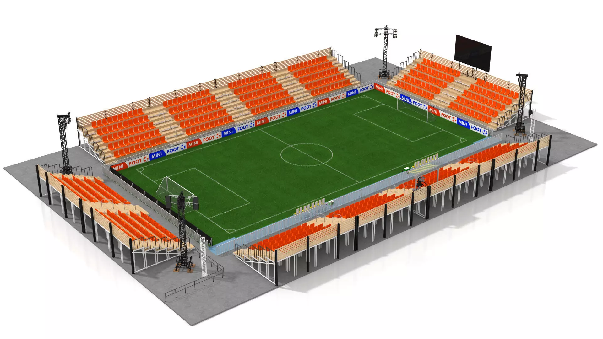 Mini Football Stadium Low-poly 3D model_0
