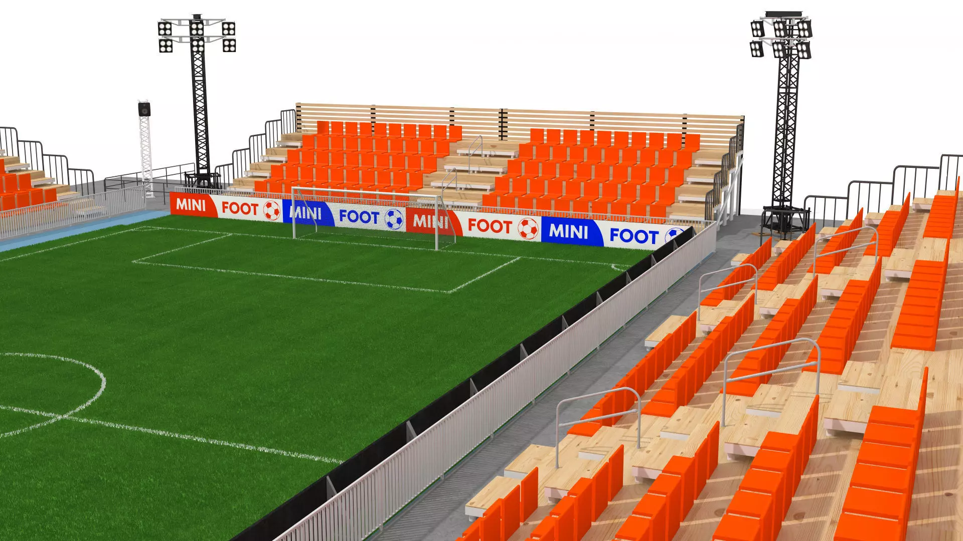 Mini Football Stadium Low-poly 3D model_8