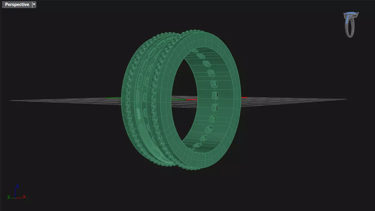 Channel Set Emerald Square eternity ring w bead N03 295CT EU54 3D print model_9