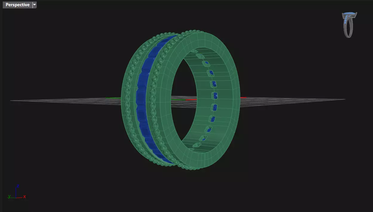 Channel Set Emerald Square eternity ring w bead N03 295CT EU54 3D print model_5