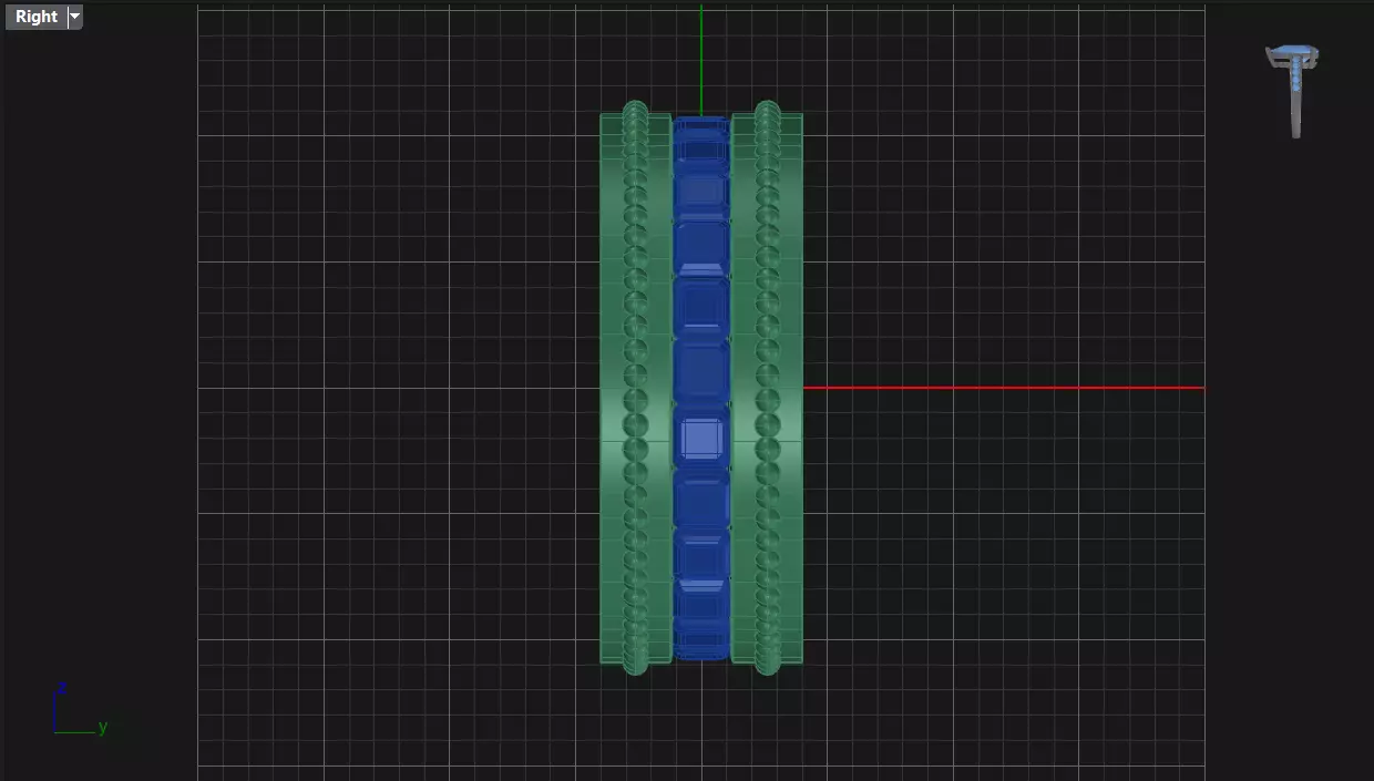 Channel Set Emerald Square eternity ring w bead N03 295CT EU54 3D print model_8