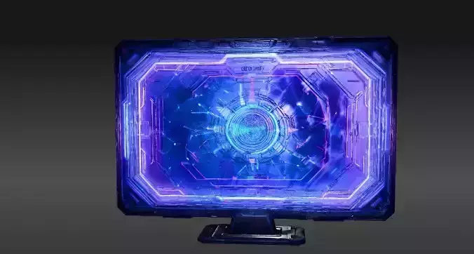 Futuristic Holographic Monitor 3D Model Sci-Fi Game-Ready  Low-poly 3D model