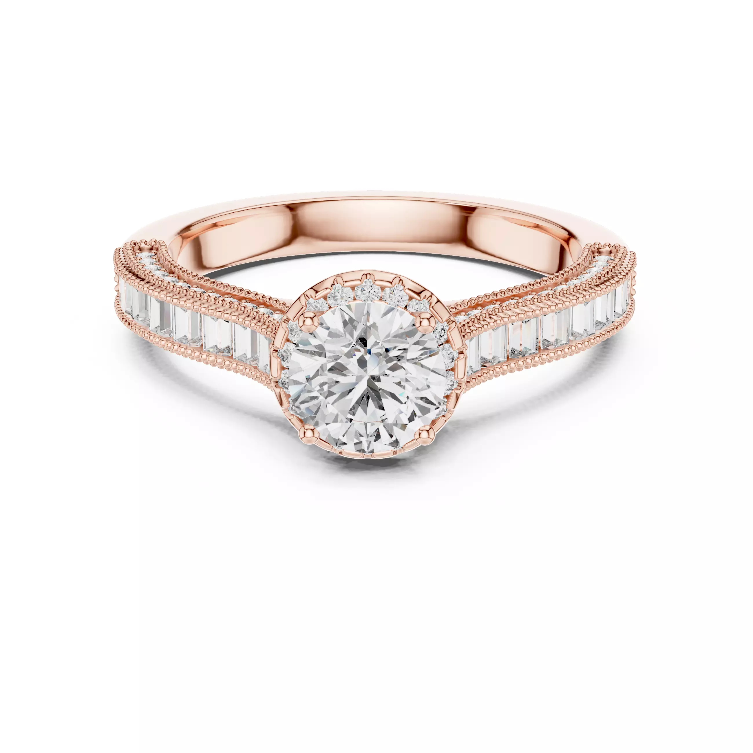 Round Diamond Solitaire Ring 3D print model