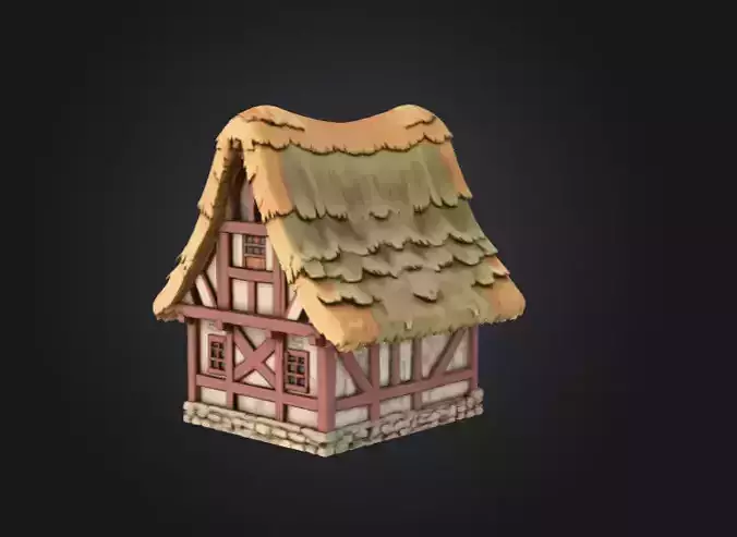 Rustic Medieval Cottage Low-poly 3D model 5