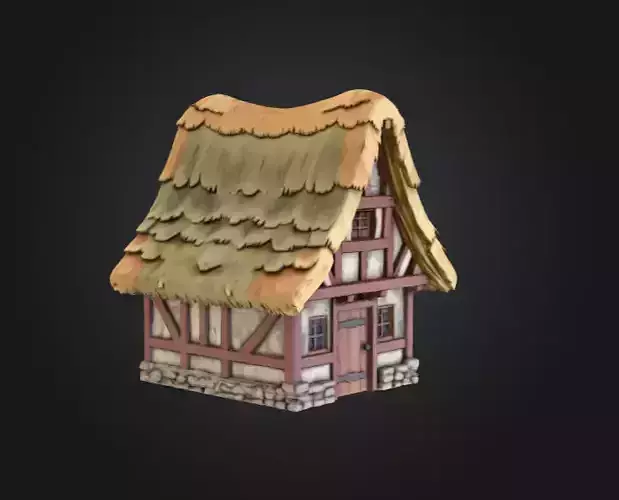 Rustic Medieval Cottage Low-poly 3D model 3