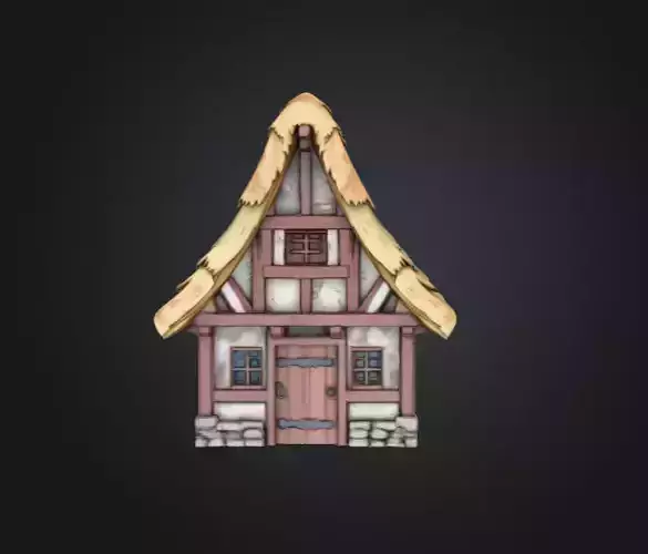 Rustic Medieval Cottage Low-poly 3D model 2