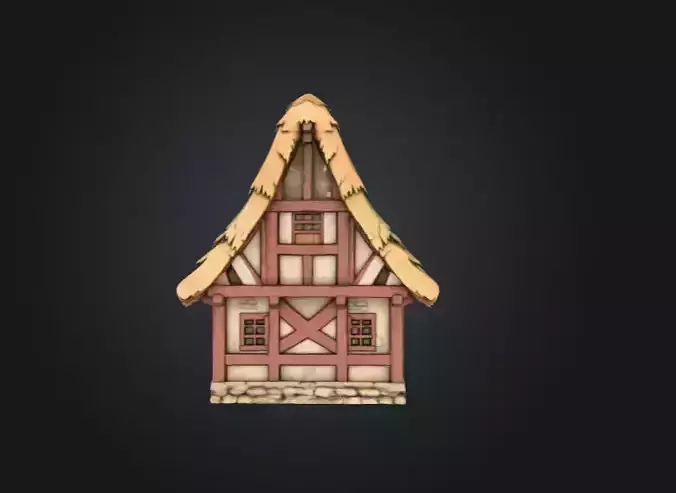 Rustic Medieval Cottage Low-poly 3D model 6