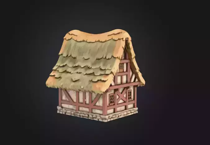 Rustic Medieval Cottage Low-poly 3D model 7