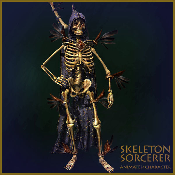 Skeleton Sorcerer Low-poly 3D model_6