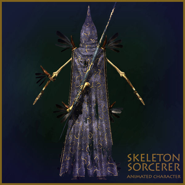 Skeleton Sorcerer Low-poly 3D model_7