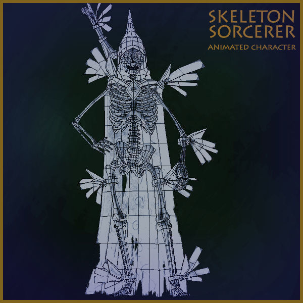 Skeleton Sorcerer Low-poly 3D model_10