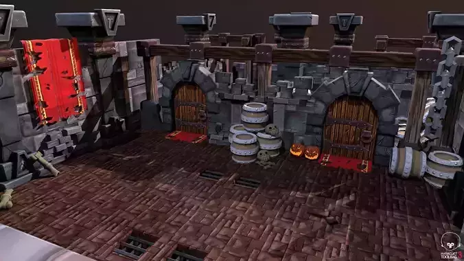 Modular Stylized Handpainted Dungeon Low-poly 3D model