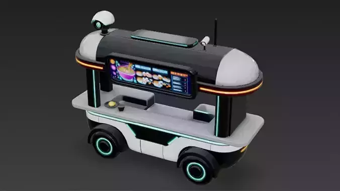 Cyberpunk Food Kiosk 3D Model Low-poly 3D model