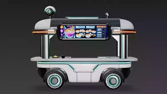 Cyberpunk Food Kiosk 3D Model Low-poly 3D model 2