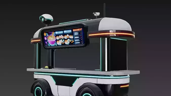 Cyberpunk Food Kiosk 3D Model Low-poly 3D model 6