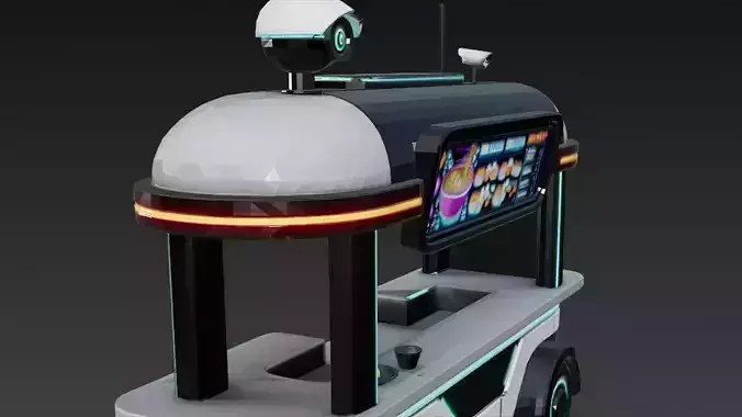 Cyberpunk Food Kiosk 3D Model Low-poly 3D model 7