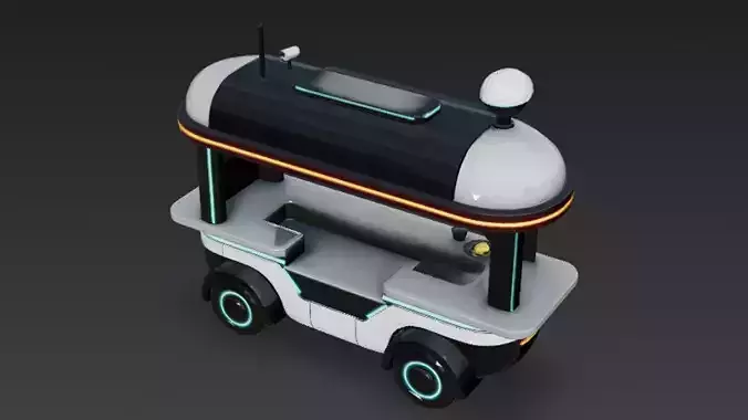 Cyberpunk Food Kiosk 3D Model Low-poly 3D model 4