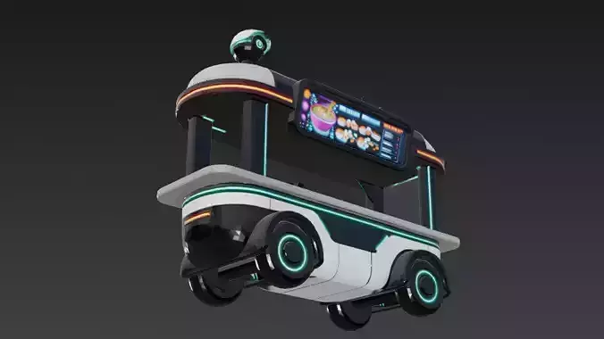 Cyberpunk Food Kiosk 3D Model Low-poly 3D model 3