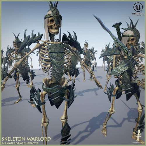 Skeleton Warlord Low-poly 3D model