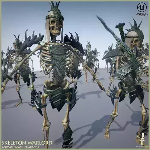 Skeleton Warlord Low-poly 3D model