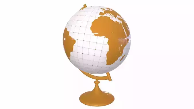 Golden Ruptured Globe on Antique Stand 3D model 