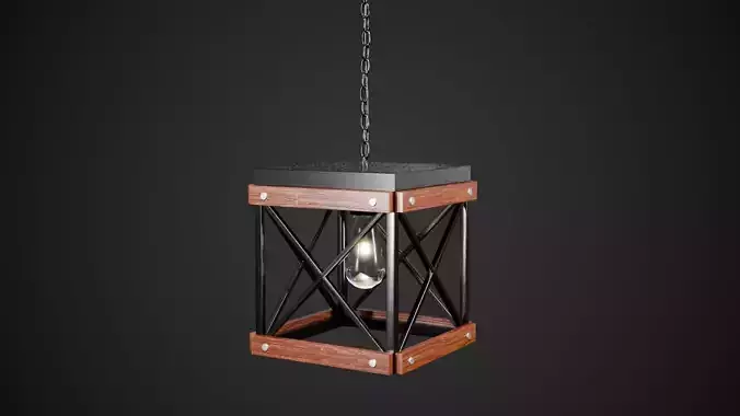Iron and Wood Pendant Light