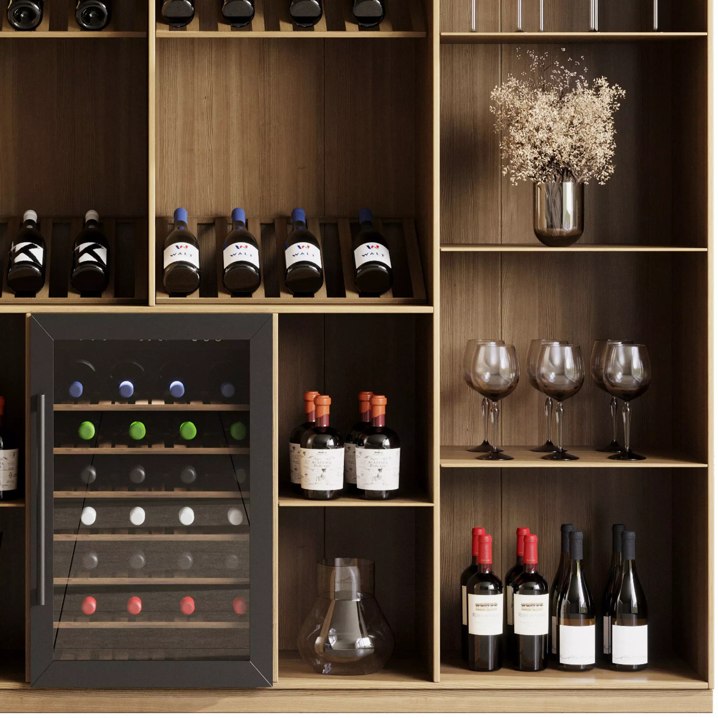 Wine cabinet with Wine Bar in a restaurant and home 13 3D model_6