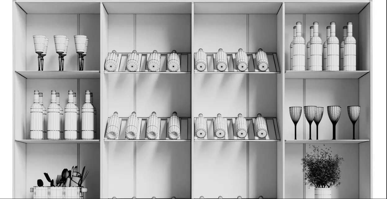 Wine cabinet with Wine Bar in a restaurant and home 13 3D model_10