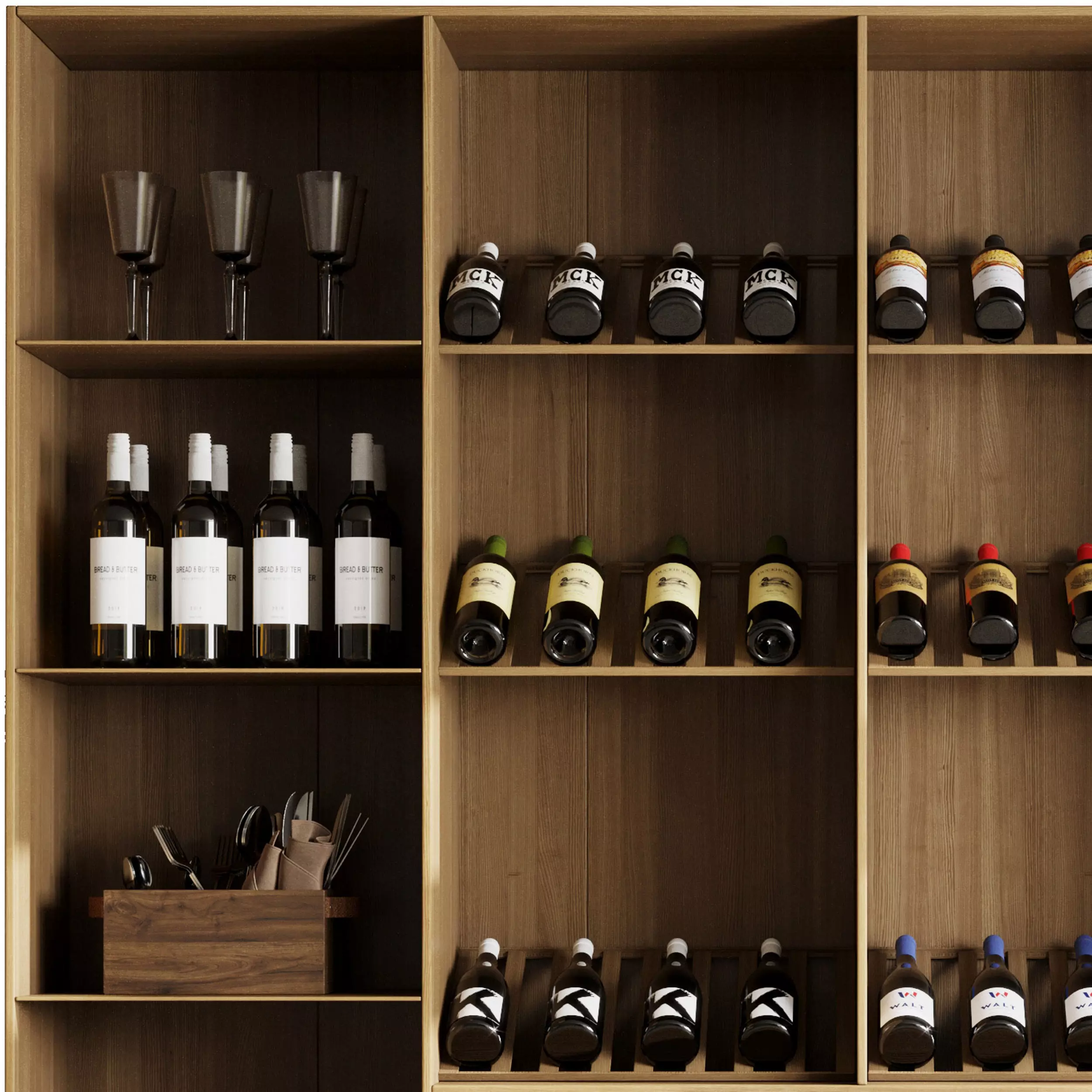 Wine cabinet with Wine Bar in a restaurant and home 13 3D model_4