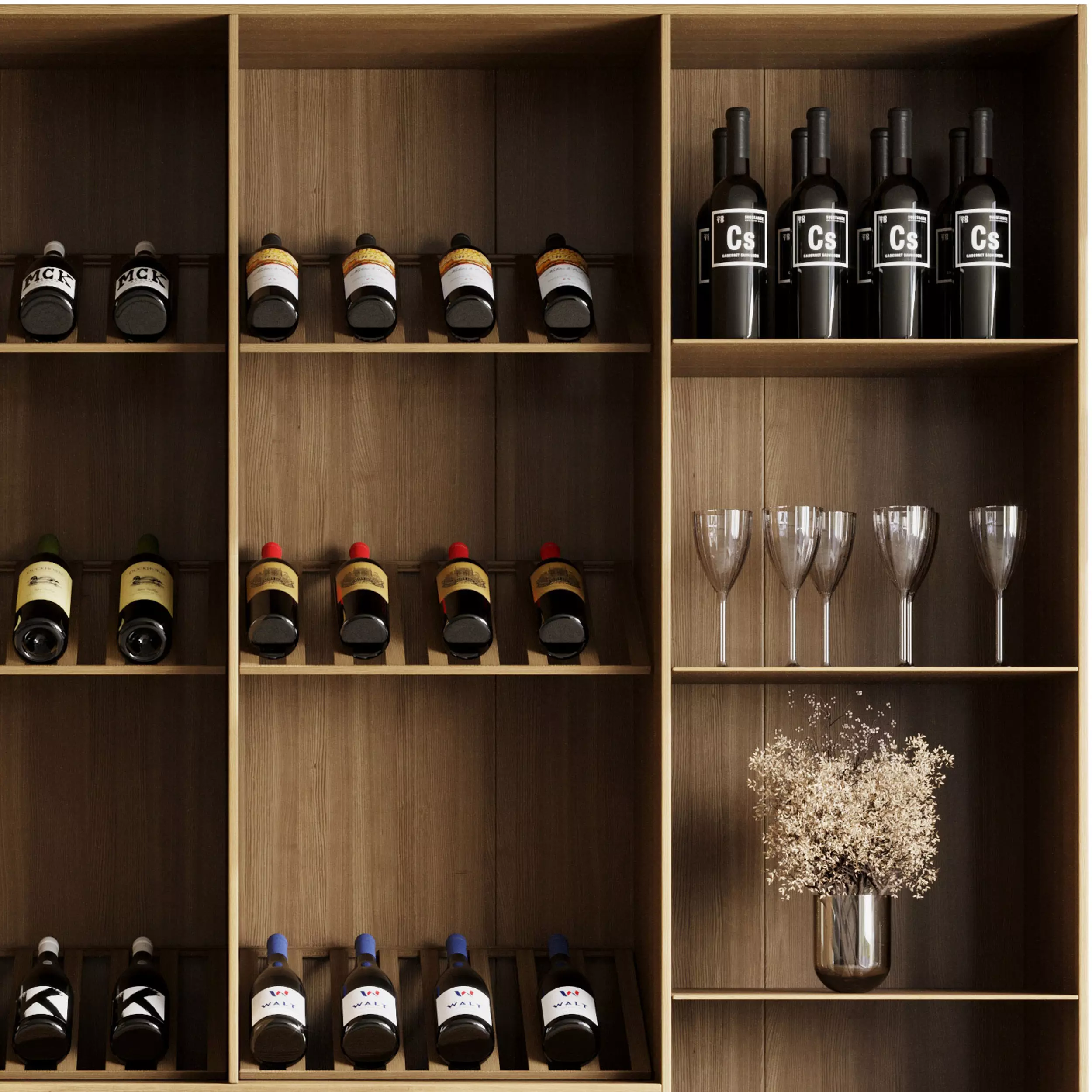 Wine cabinet with Wine Bar in a restaurant and home 13 3D model_5